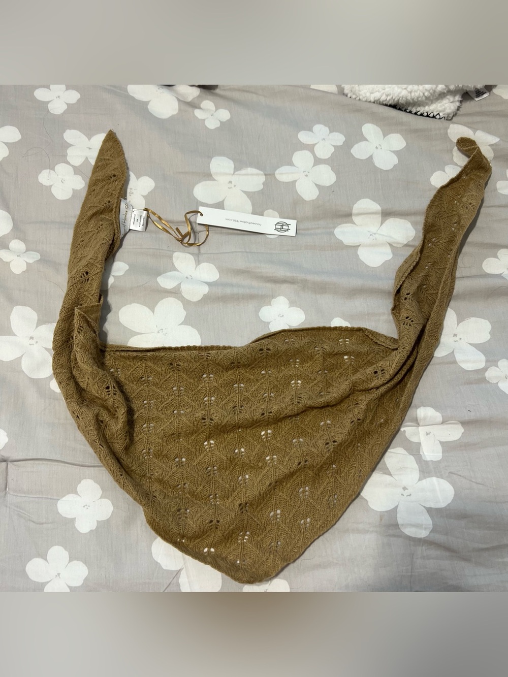 Knit Triangle Scarf Bandana in Olive Brown